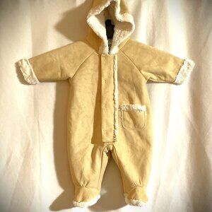 Baby Small Wonders Snow Suit Size 3-6 mos Cozy Warm Faux Suede Outer Shell
